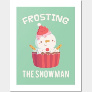 Funny Frosting the Snowman Cupcake Posters and Art